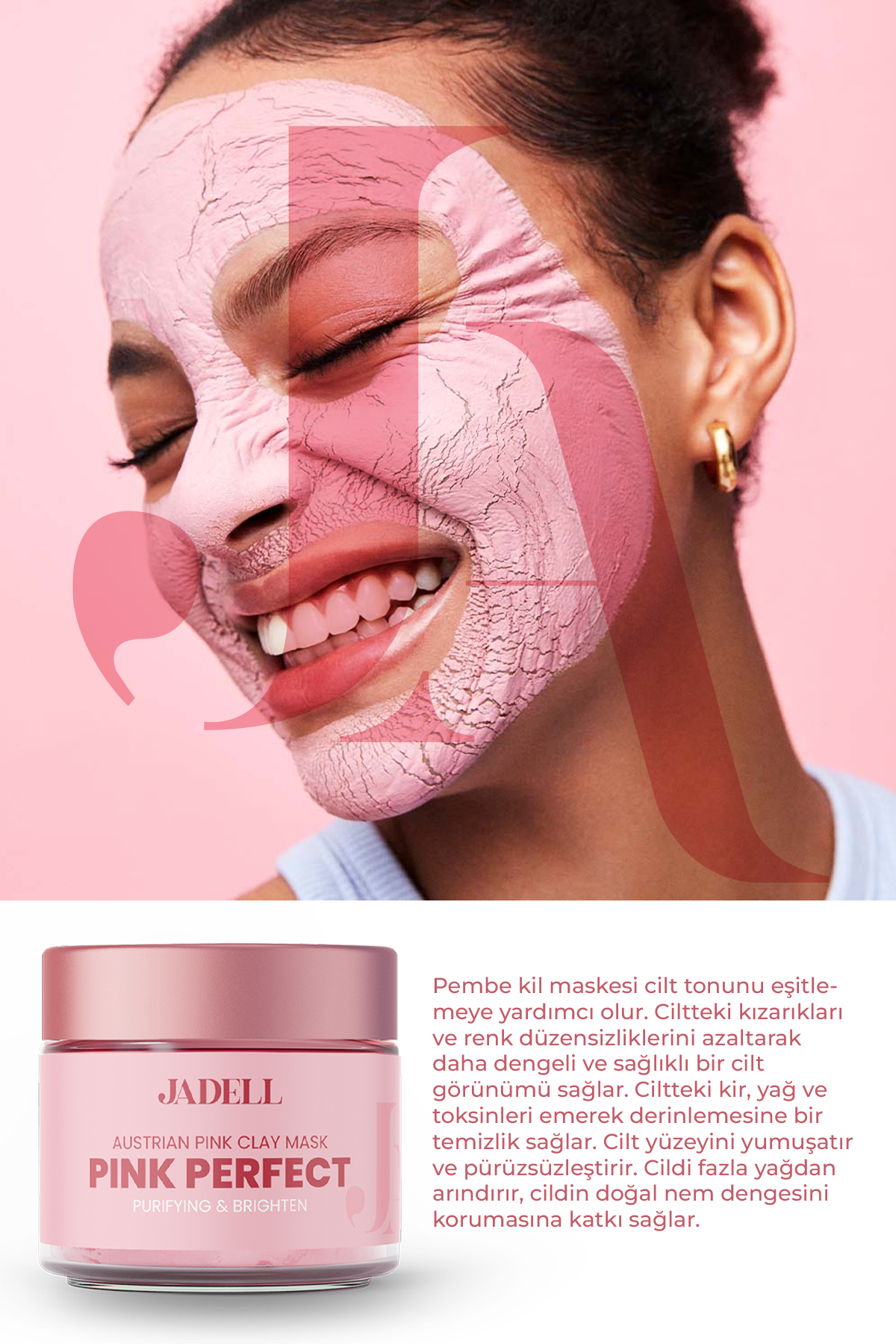 JADELL Pembe Kil Maskesi, ve Siyah Nokta Karşıtı, Arındırıcı, Gözenek Sıkılaştırıcı Maske, 100ml