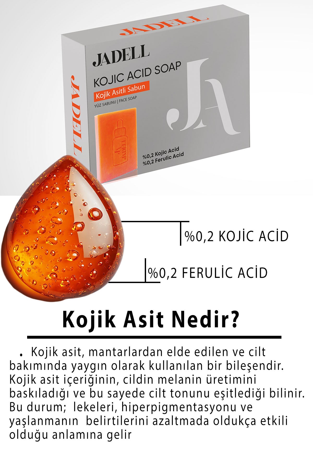 JADELL Kojik & Ferulik Asit Özlü Leke Ve Kararma Karşıtı Sabun
