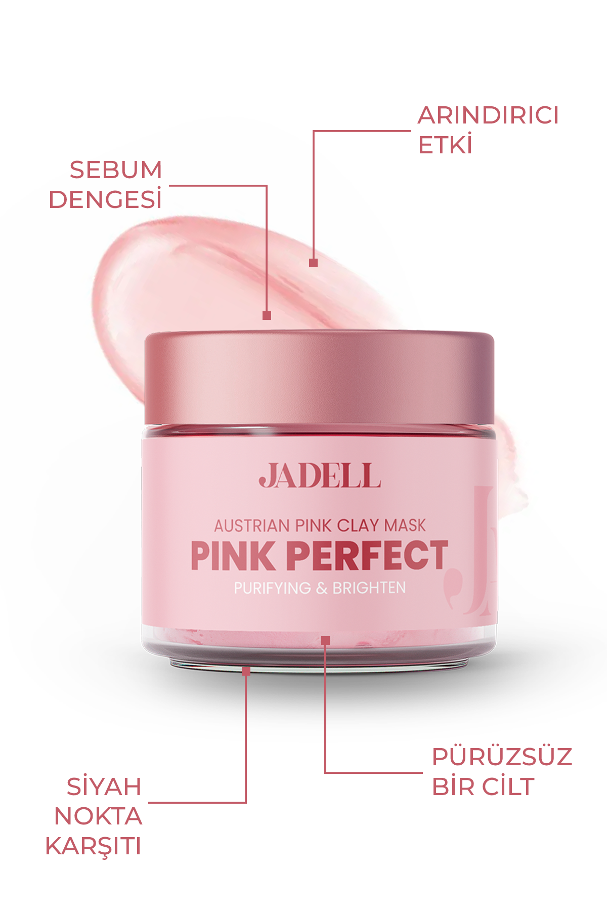 JADELL Pembe Kil Maskesi, ve Siyah Nokta Karşıtı, Arındırıcı, Gözenek Sıkılaştırıcı Maske, 100ml