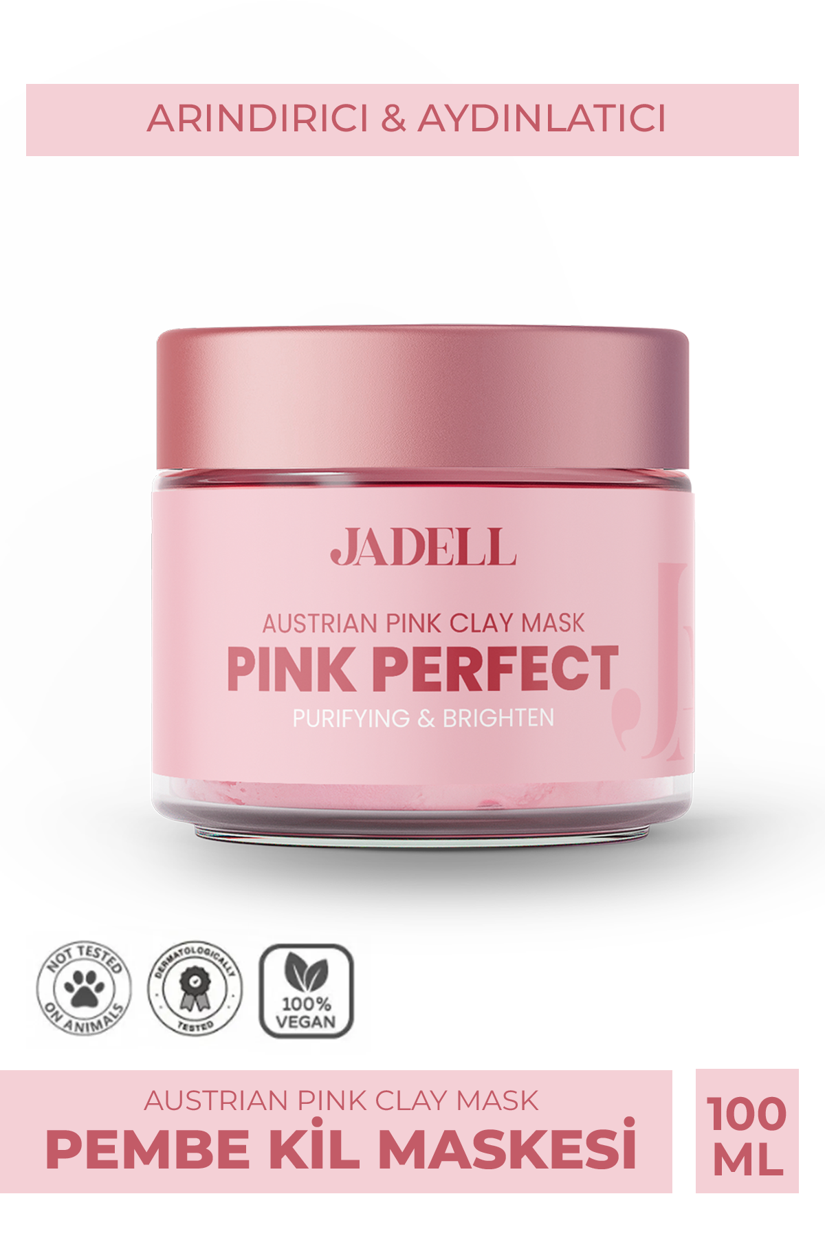 JADELL Pembe Kil Maskesi, ve Siyah Nokta Karşıtı, Arındırıcı, Gözenek Sıkılaştırıcı Maske, 100ml